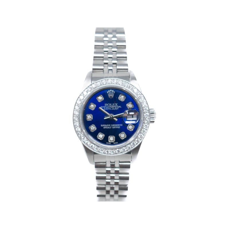 Main Image 1 of Previously Owned Men's Rolex Datejust 0.99 ct tw Diamond 18K White Gold Watch with Blue Dial (Model: 16234)