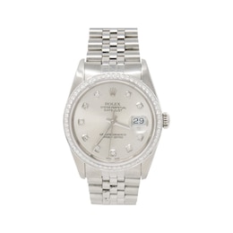 Previously Owned Men's Rolex Datejust 0.99 ct tw Diamond 18K White Gold and Stainless Steel Watch with Silver-Tone Dial (Model: 16234)