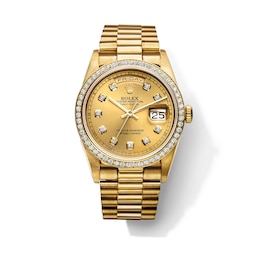 Previously Owned Men's Rolex Presidential 1 ct tw Diamond 18K Yellow Gold Automatic Watch with Champagne Dial (Model: 18238)