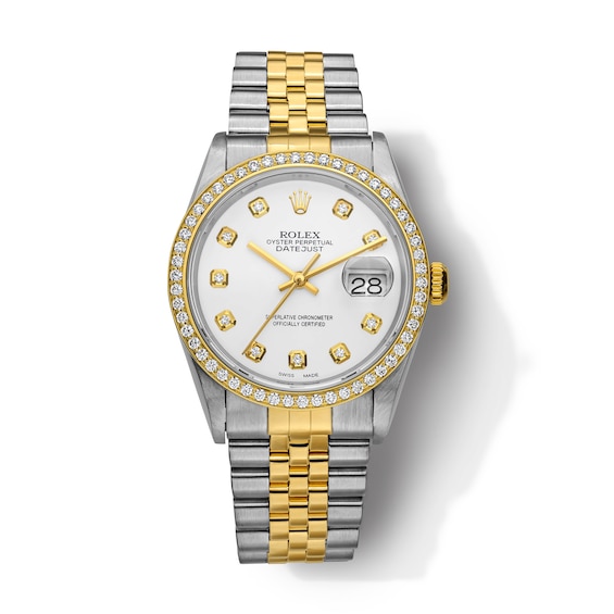 Previously Owned Men's Rolex Datejust 36 ct tw Diamond Two-Tone Automatic Watch (Model: 16233