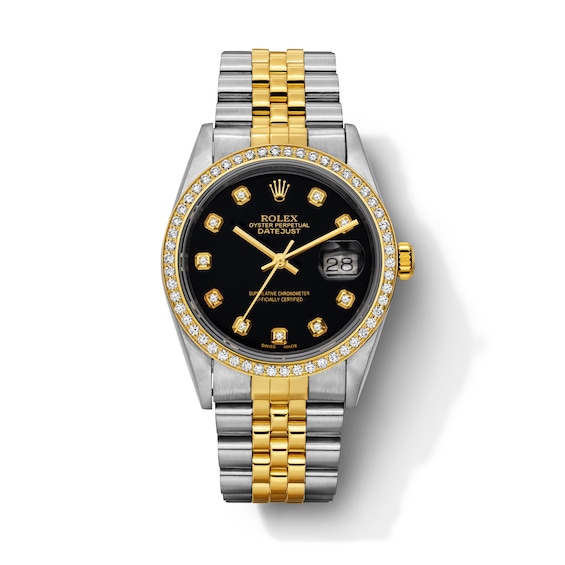 Previously Owned Mens Rolex Datejust 36 1 ct tw Diamond TwoTone Automatic Watch Model 16233