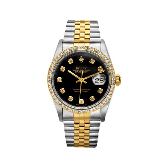 Previously Owned Mens Rolex Datejust 36 1 ct tw Diamond TwoTone Automatic Watch Model 16233