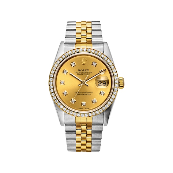 Previously Owned Mens Rolex Datejust 36 1 ct tw Diamond TwoTone Automatic Watch Model 16233