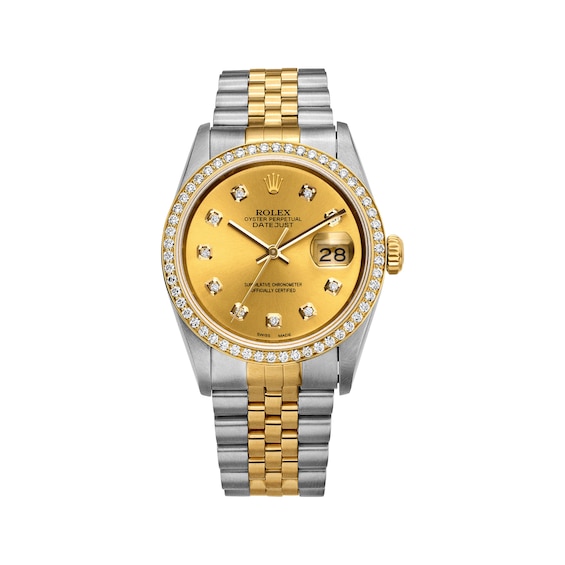 Previously Owned Mens Rolex Datejust 36 1 ct tw Diamond TwoTone Automatic Watch Model 16233