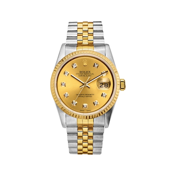Previously Owned Mens Rolex Datejust 36 78 ct tw Diamond TwoTone Automatic Watch Model 16233