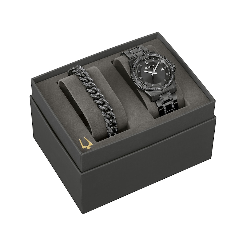 Main Image 1 of Previously Owned Bulova Crystal Collection Men's Watch & Bracelet Gift Set 98K119