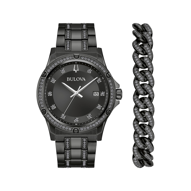 Main Image 2 of Previously Owned Bulova Crystal Collection Men's Watch & Bracelet Gift Set 98K119