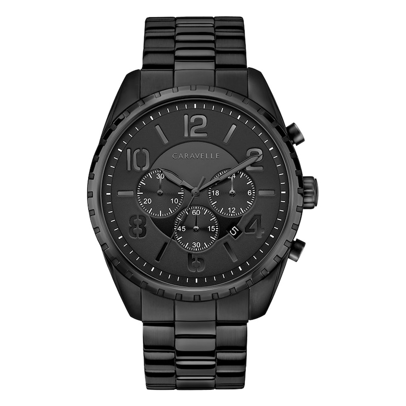 Main Image 1 of Previously Owned Caravelle by Bulova Men's Chronograph Black Stainless Steel Watch 45B150