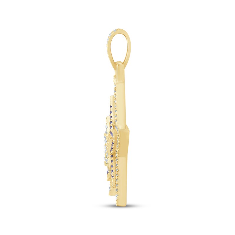 Main Image 3 of Men's Diamond & Blue Lab-Created Sapphire Star Charm 3/4 ct tw 10K Yellow Gold