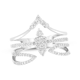 Diamond Faux Stack Fashion Ring 1/3 ct tw Sterling Silver