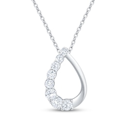 Adore Heirloom Certified Diamond Twist Teardrop Necklace 1/2 ct tw 18K White Gold 18"