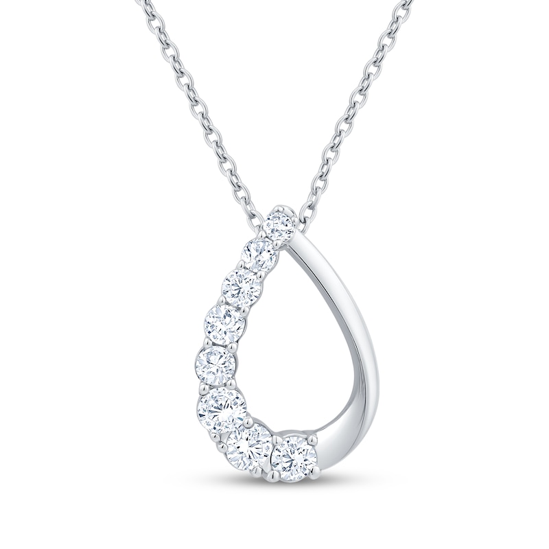 Main Image 1 of Adore Heirloom Certified Diamond Twist Teardrop Necklace 1/2 ct tw 18K White Gold 18"