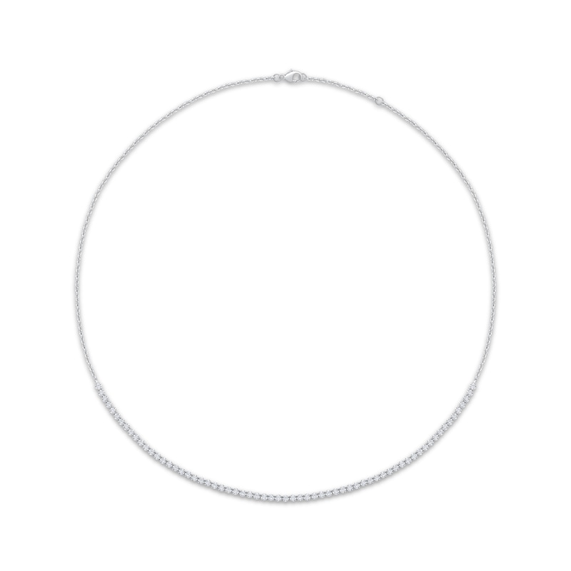 Main Image 1 of KAY Lab-Grown Diamonds Adjustable Tennis Necklace 1 ct tw Sterling Silver 18"