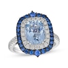Thumbnail Image 1 of Le Vian Cushion-Cut Aquamarine & Blue Sapphire Ring 3/4 ct tw Diamonds Platinum