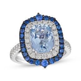 Le Vian Cushion-Cut Aquamarine & Blue Sapphire Ring 3/4 ct tw Diamonds Platinum