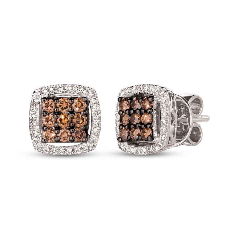Main Image 1 of Le Vian Multi-Diamond Cushion-Shaped Stud Earrings 5/8 ct tw 14K Vanilla Gold