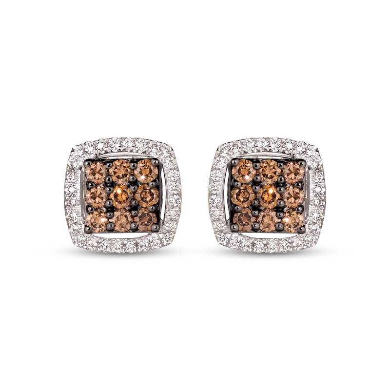 Main Image 2 of Le Vian Multi-Diamond Cushion-Shaped Stud Earrings 5/8 ct tw 14K Vanilla Gold