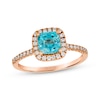 Thumbnail Image 1 of Le Vian Cushion-Cut Blue Zircon Ring 1/4 ct tw Diamonds 14K Strawberry Gold