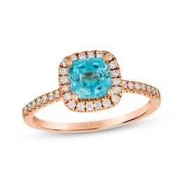 Le Vian Cushion-Cut Blue Zircon Ring 1/4 ct tw Diamonds 14K Strawberry Gold