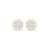 Thumbnail Image 2 of Multi-Diamond Octagon Frame Stud Earrings 1/8 ct tw 10K Yellow Gold