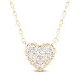 Multi-Diamond Heart Necklace 1/5 ct tw 10K Yellow Gold 18"