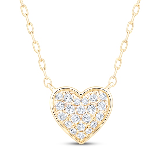 Multi-Diamond Heart Necklace 1/5 ct tw 10K Yellow Gold 18"