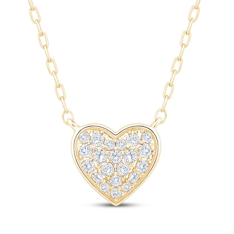 Main Image 1 of Multi-Diamond Heart Necklace 1/5 ct tw 10K Yellow Gold 18"
