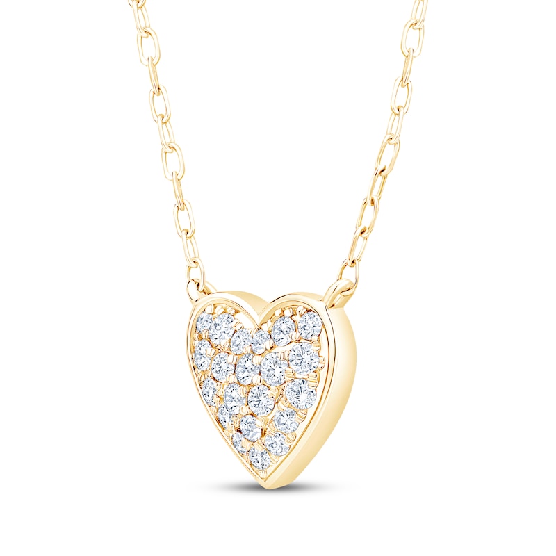 Main Image 3 of Multi-Diamond Heart Necklace 1/5 ct tw 10K Yellow Gold 18"