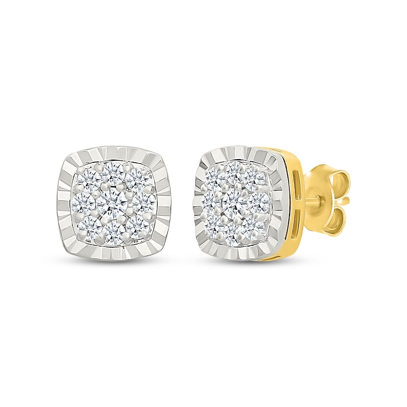 Main Image 1 of KAY Lab-Grown Diamonds Cushion-Shaped Stud Earrings 1/2 ct tw 24K Yellow Gold Vermeil Sterling Silver