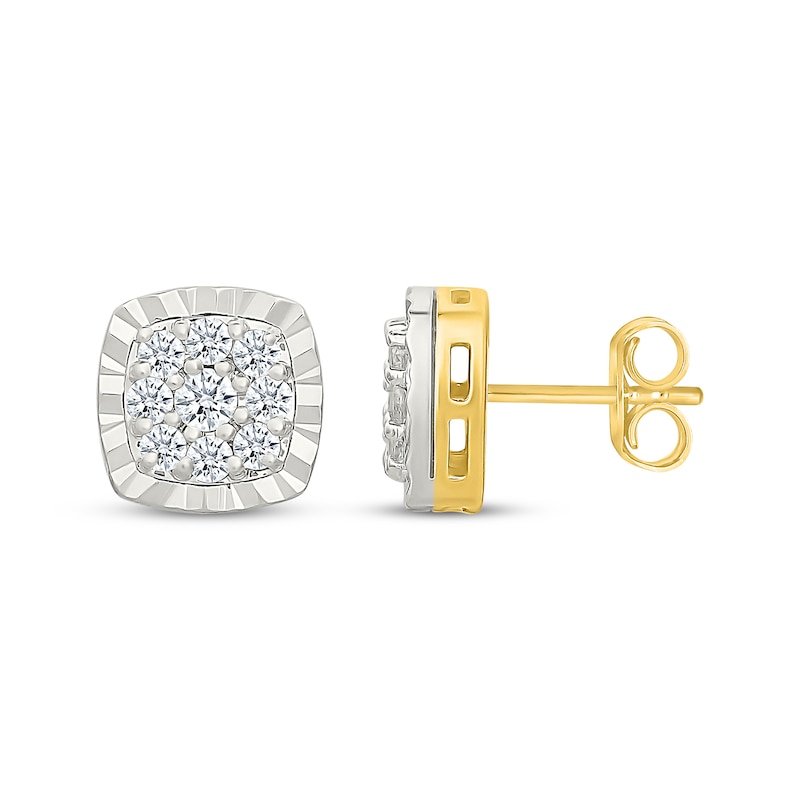 Main Image 3 of KAY Lab-Grown Diamonds Cushion-Shaped Stud Earrings 1/2 ct tw 24K Yellow Gold Vermeil Sterling Silver
