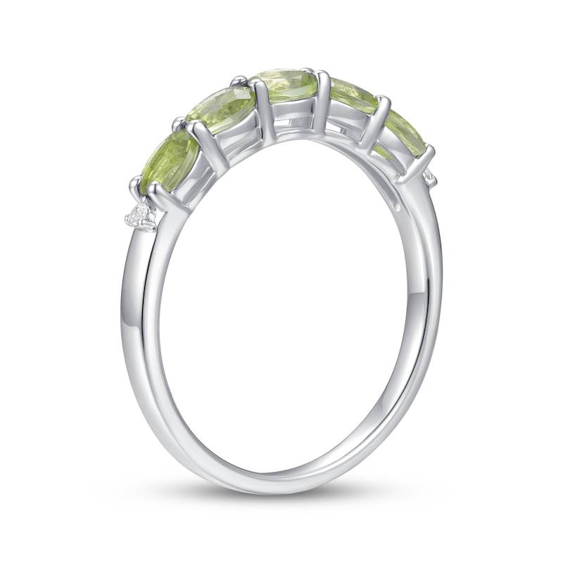 Main Image 2 of Oval-Cut Peridot & White Lab-Created Sapphire Ring Sterling Silver