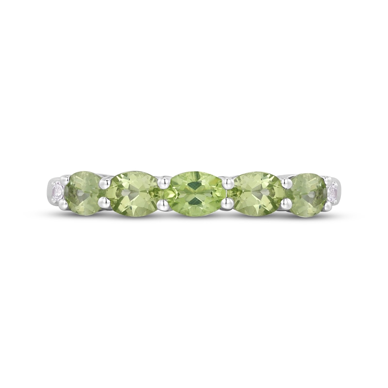 Main Image 3 of Oval-Cut Peridot & White Lab-Created Sapphire Ring Sterling Silver