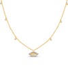Thumbnail Image 1 of Diamond Evil Eye & Bezel-Set Dangle Station Necklace 1/4 ct tw 14K Yellow Gold 18"