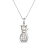 Thumbnail Image 1 of Cultured Pearl & White Lab-Created Sapphire Cat Necklace Sterling Silver 18"