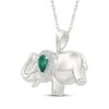 Thumbnail Image 2 of Pear-Shaped Lab-Created Emerald & White Lab-Created Sapphire Elephant Necklace Sterling Silver 18"
