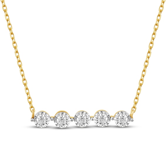 KAY Lab-Grown Diamonds Five-Stone Bar Necklace 1/5 ct tw 10K Yellow Gold 18"