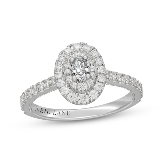 Neil Lane Oval-Cut Diamond Double Halo Engagement Ring 5/8 ct tw 14K White Gold