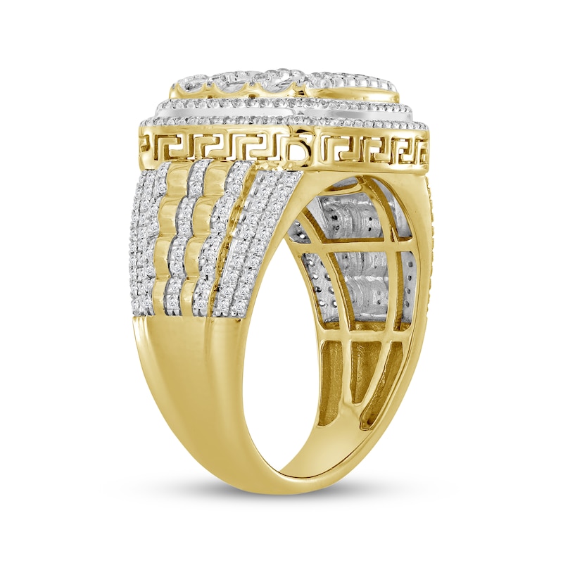 Main Image 2 of Men's Multi-Diamond Cushion-Shaped Ring 1 ct tw 10K Yellow Gold