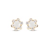 Thumbnail Image 2 of Children's Cultured Pearl & Cubic Zirconia Flower Halo Stud Earrings 14K Yellow Gold