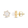 Thumbnail Image 3 of Children's Cultured Pearl & Cubic Zirconia Flower Halo Stud Earrings 14K Yellow Gold