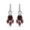 Thumbnail Image 2 of Oval-Cut Garnet & Diamond Hoop Drop Earrings 1/3 ct tw 10K White Gold