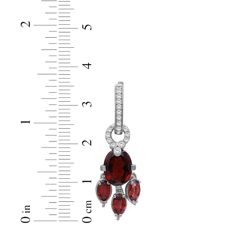 Main Image 3 of Oval-Cut Garnet & Diamond Hoop Drop Earrings 1/3 ct tw 10K White Gold