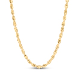 3.5mm Ice Glitter Rope Chain Necklace Semi-Solid 10K Yellow Gold 22"