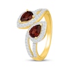 Thumbnail Image 2 of Pear-Shaped Garnet & White Lab-Created Sapphire Bypass Ring 24K Yellow Gold Vermeil Sterling Silver