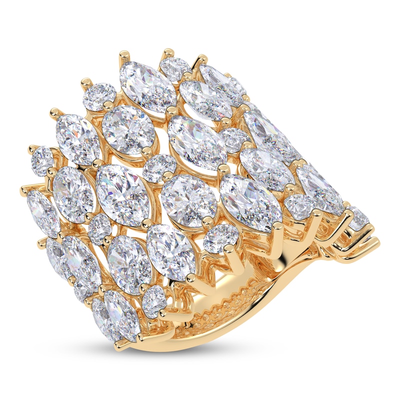 Main Image 2 of KAY Lab-Grown Diamonds Marquise, Oval & Round-Cut Stacked Fashion Ring 10 ct tw 14K Yellow Gold