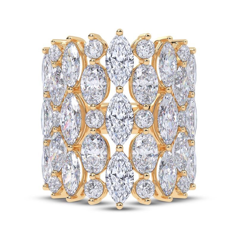 Main Image 4 of KAY Lab-Grown Diamonds Marquise, Oval & Round-Cut Stacked Fashion Ring 10 ct tw 14K Yellow Gold