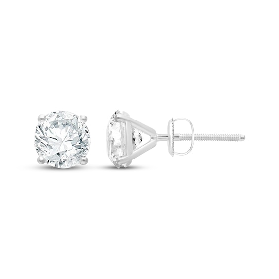KAY Lab-Grown Diamonds Certified Round-Cut Solitaire Stud Earrings 2 ct tw 14K White Gold (F/VVS2)