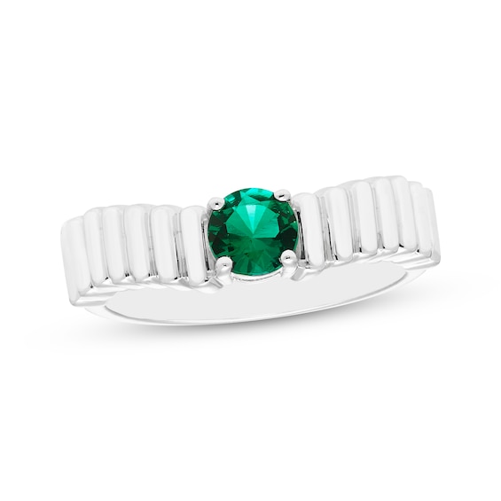 Lab-Created Emerald Contour Ring Sterling Silver