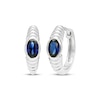 Thumbnail Image 1 of Oval-Cut Blue Lab-Created Sapphire Hoop Earrings Sterling Silver