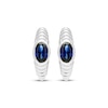 Thumbnail Image 2 of Oval-Cut Blue Lab-Created Sapphire Hoop Earrings Sterling Silver
